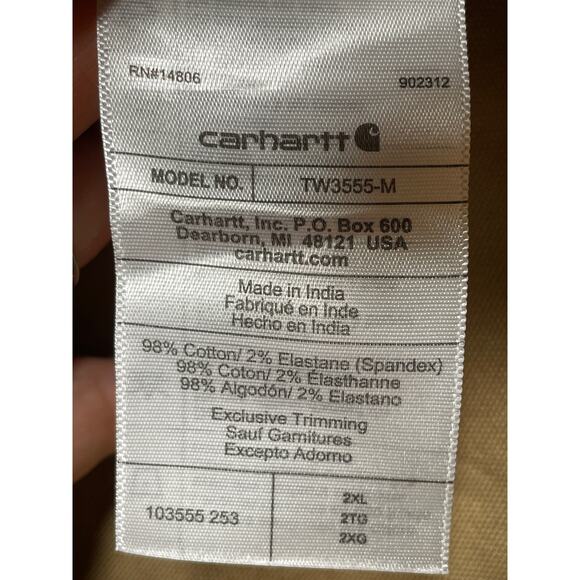 Carhartt Rugged Flex Work Shirt Mens Brown 2XL Relaxed Fit Midweight SS Canvas - Picture 4 of 6